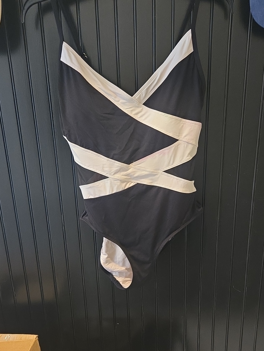 Black and White Crisscross One-Piece Swimsuit - Kids